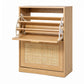 Levede Shoe Cabinet Flip Door Shoe Storage Cabinet Rattan Entryway Organizer Oak
