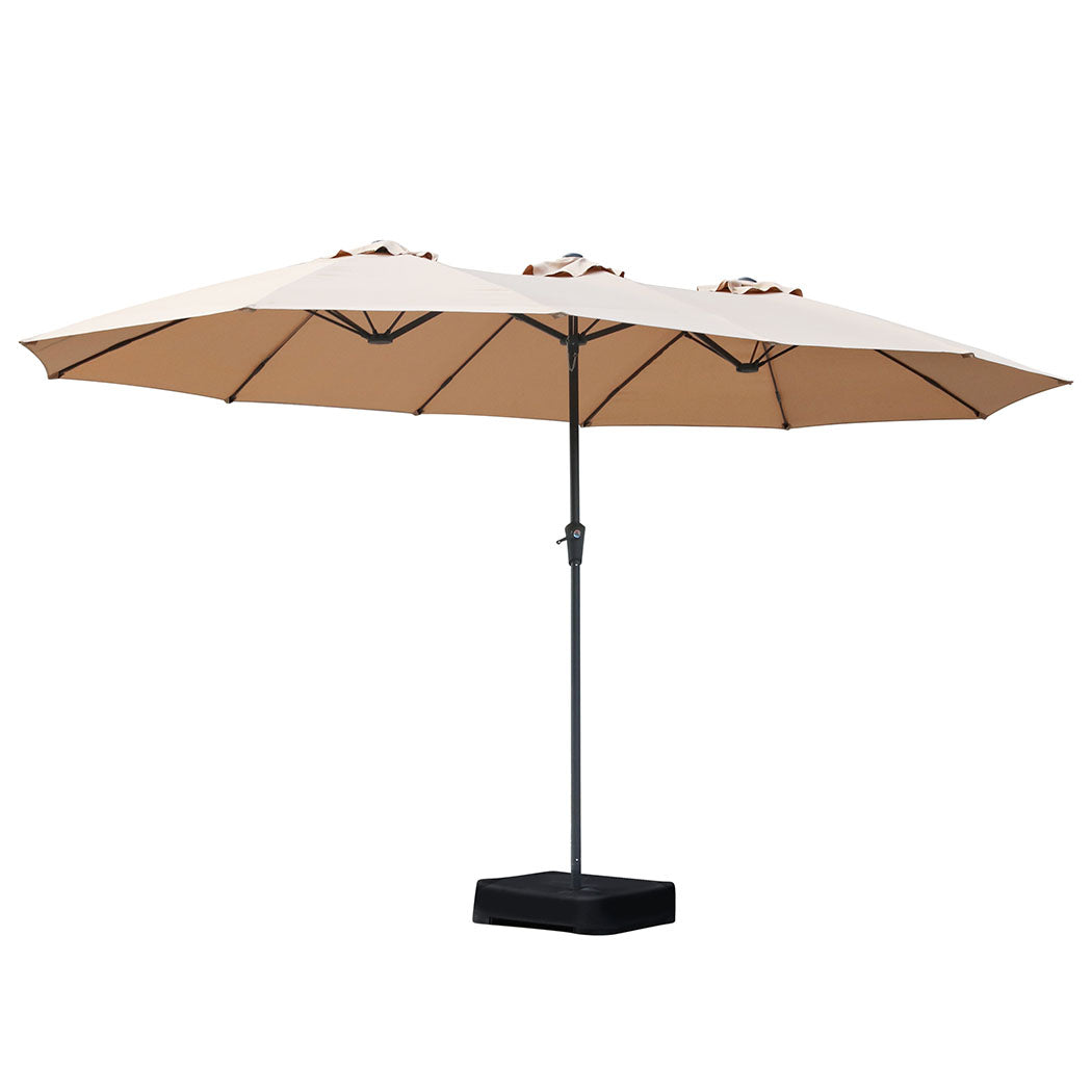 Centra 4M Double-sided Patio Umbrella Outdoor Umbrella Base Stand Khaki
