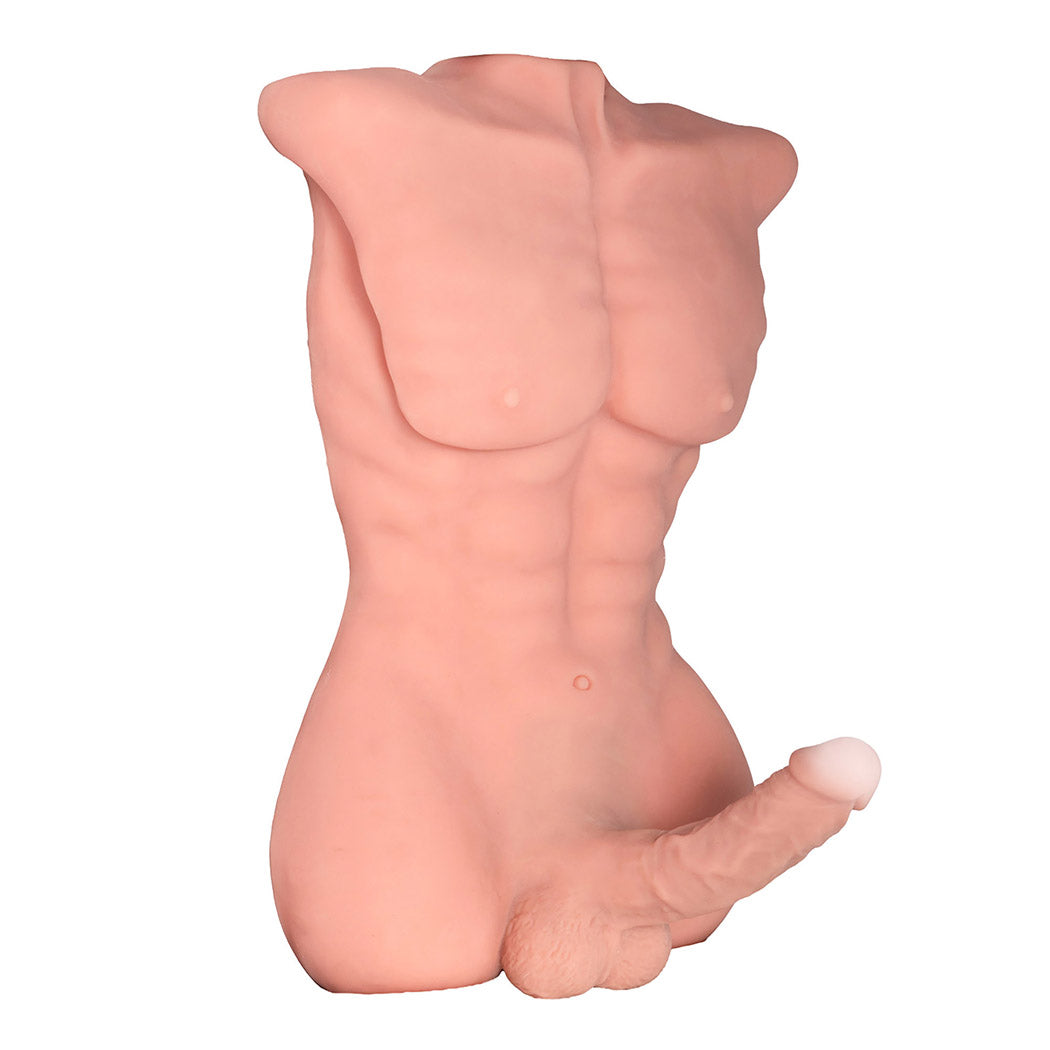Urway Male Sex Doll 8in Dildo Torso Muscular Abs Waterproof TPE Skin Tone