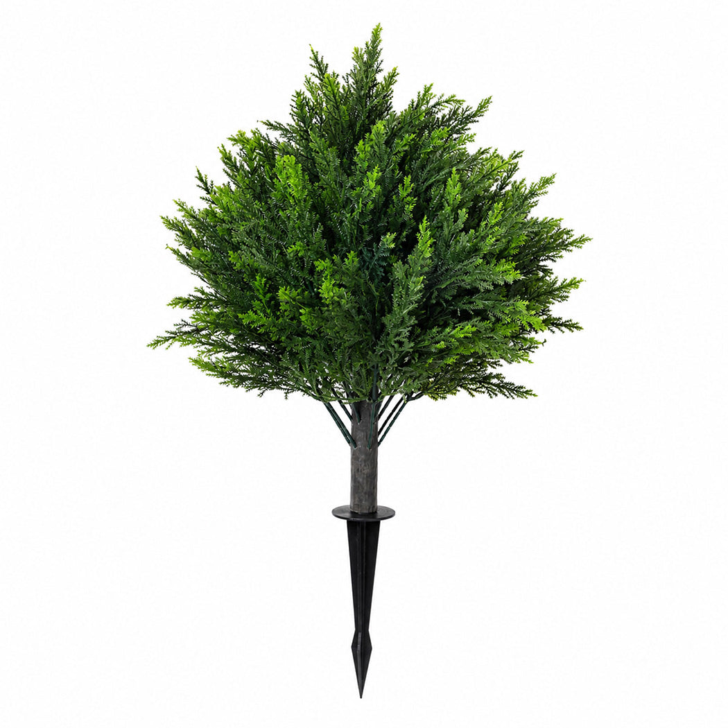 Lambu Artificial Cedar Topiary Balls Set of 2 Ground Spike Patio Garden Green