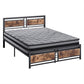 Metal Bed Frame Mattress Base Set Wood Queen
