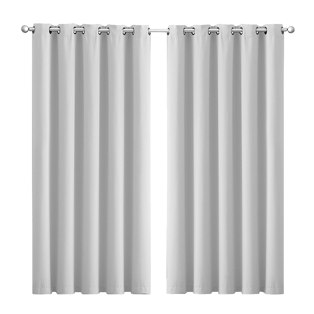2x Blockout Curtains Panels 3 Layers Grey