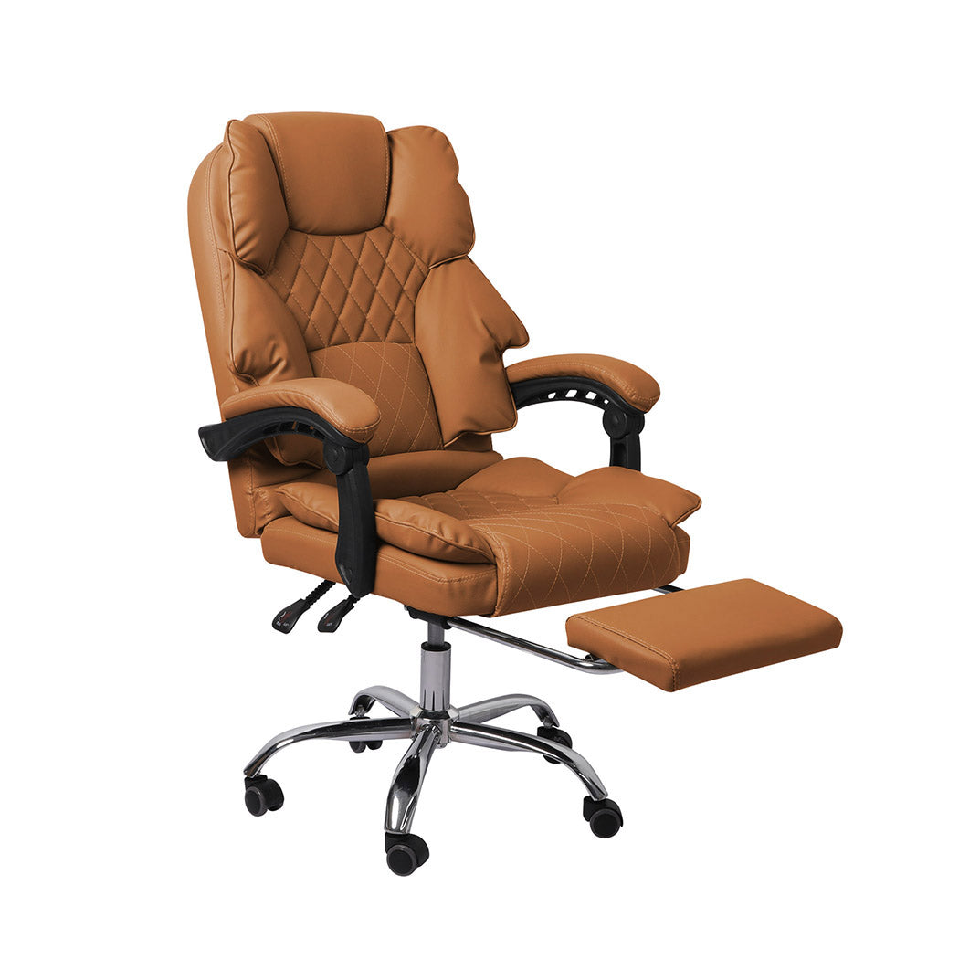 Levede Gaming Chair Office Computer Brown Footrest