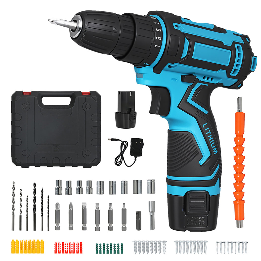Traderight 12V Cordless Drill Kit 2.0Ah with 74pcs Set