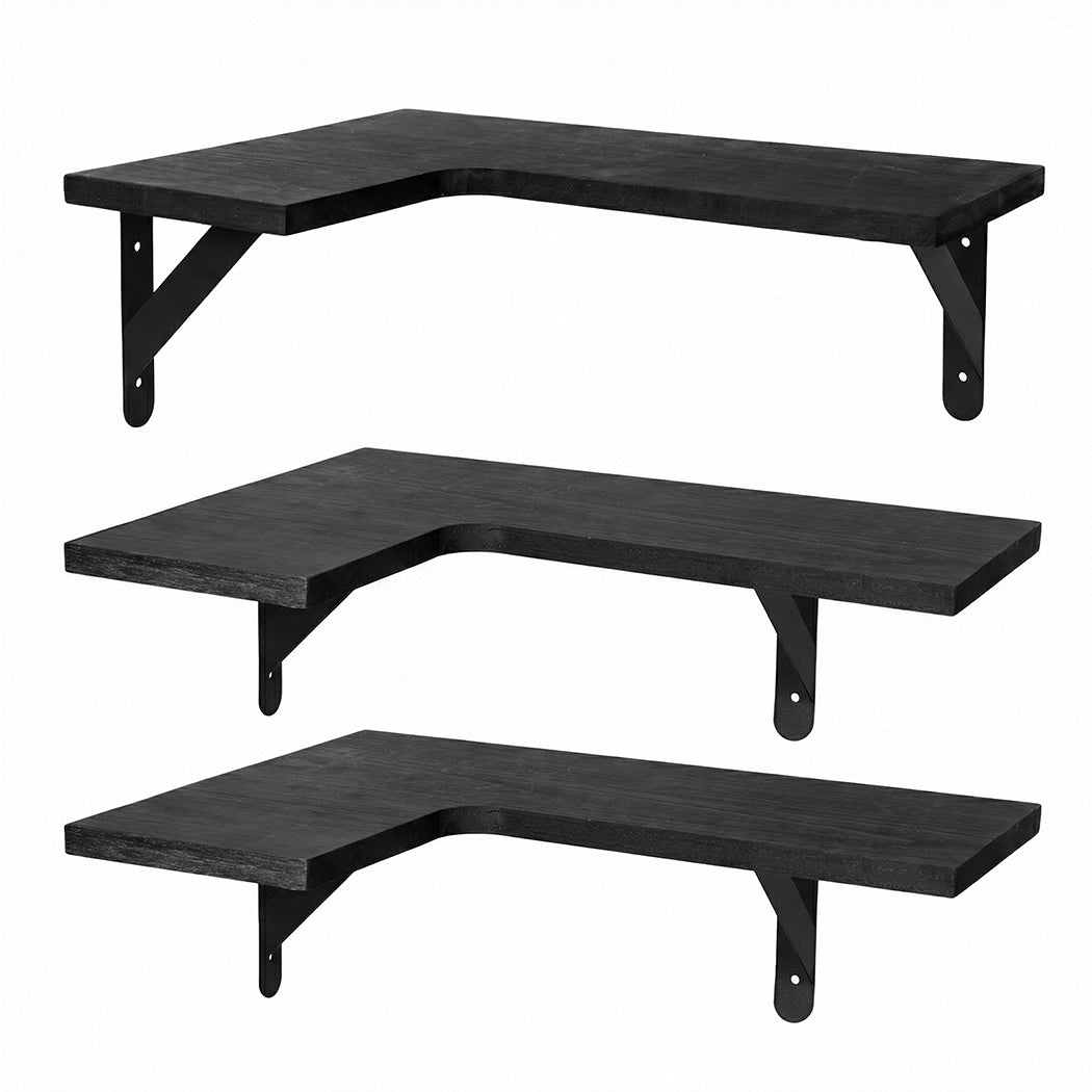 Levede Corner Floating Shelves 3Pcs L-Shaped Wall-Mounted Living Room Storage