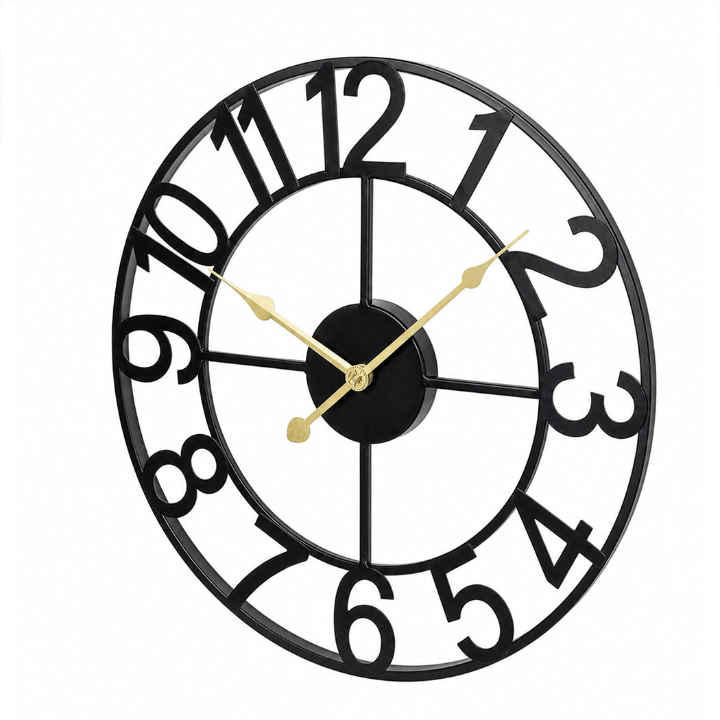 Yezi Wall Clock Silent Quartz 40cm Easy Read Dial for Bedroom Decor Black