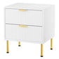 Levede Bedside Table with 2 Drawers White Metal Legs