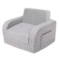BoPeep Kids Sofa 3-In-1 Fold Out Toddler Chair Teddy Plush for Napping Gray