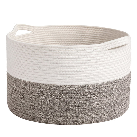 Levede Blanket Basket Cotton Rope Foldable Large with Handles Bedroom Brown