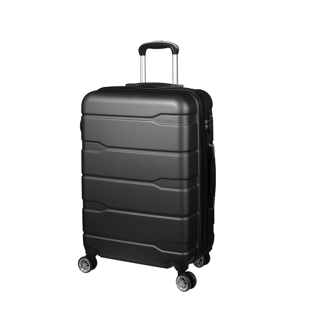 Black Slimbridge suitcase with an extended handle and four spinner wheels