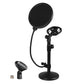 Levede Desktop Microphone Stand Adjustable Pop Filter Shock Mount Base Kit Black