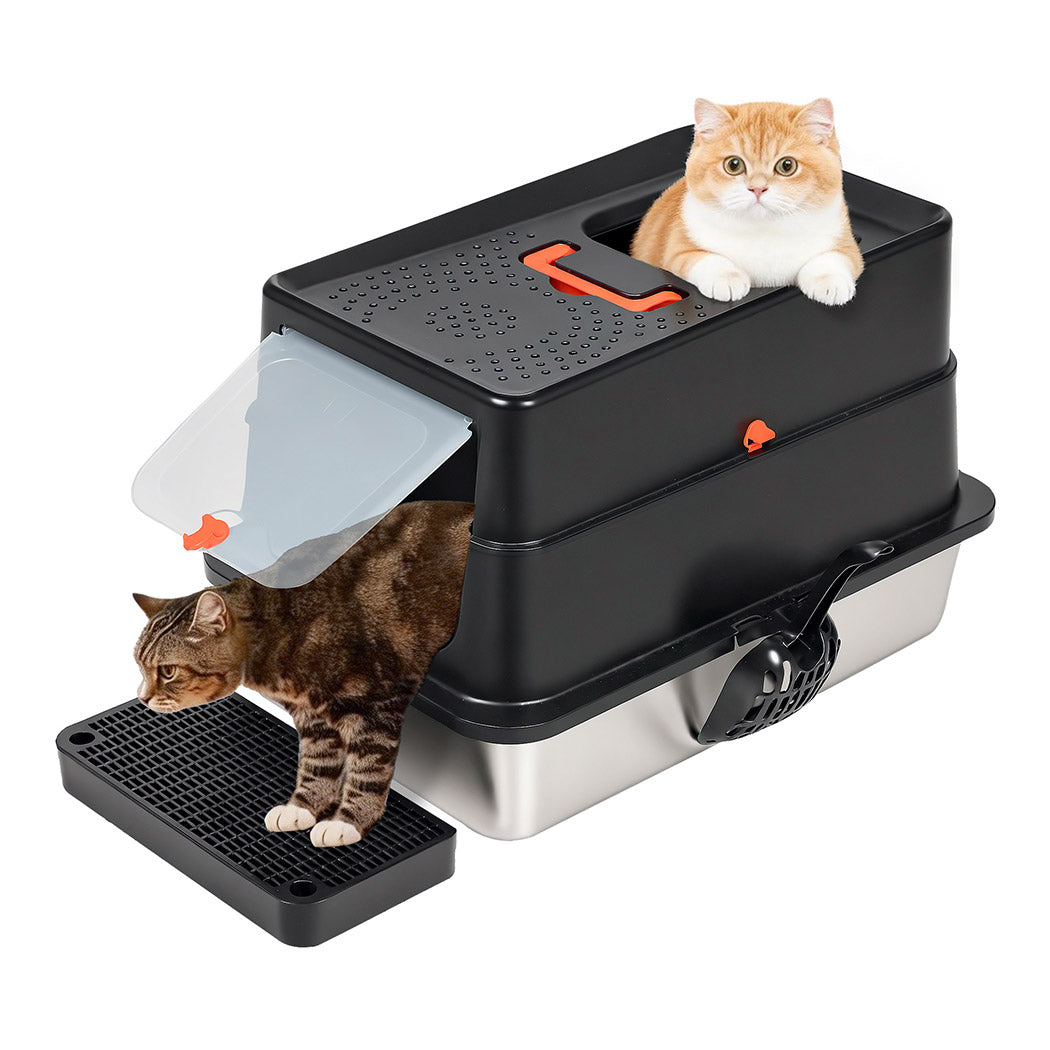 Pawz Stainless Steel Large Enclosed Cat Litter Box