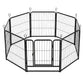 Pawz Dog Playpen 8-Panel Metal Dog Pen Tool-Free Foldable Puppy Crate Black