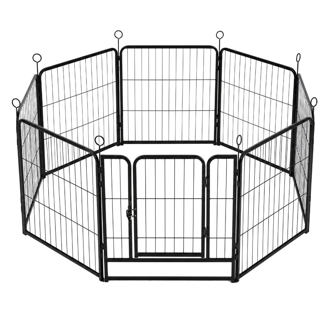 Pawz Dog Playpen 8-Panel Metal Dog Pen Tool-Free Foldable Puppy Crate Black
