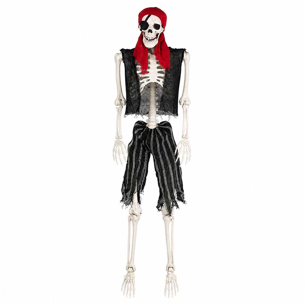 Yezi Halloween Skeleton 166cm Life Size Pirate Decor Poseable PE White