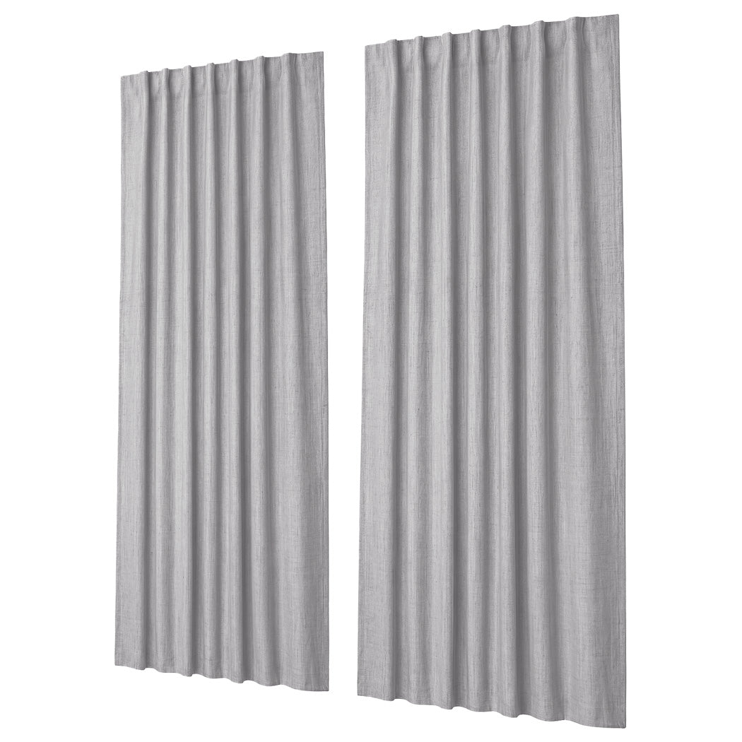 Marlow Blackout Curtains 2 Panels Thermal Linen Look Blockout Drapes Grey