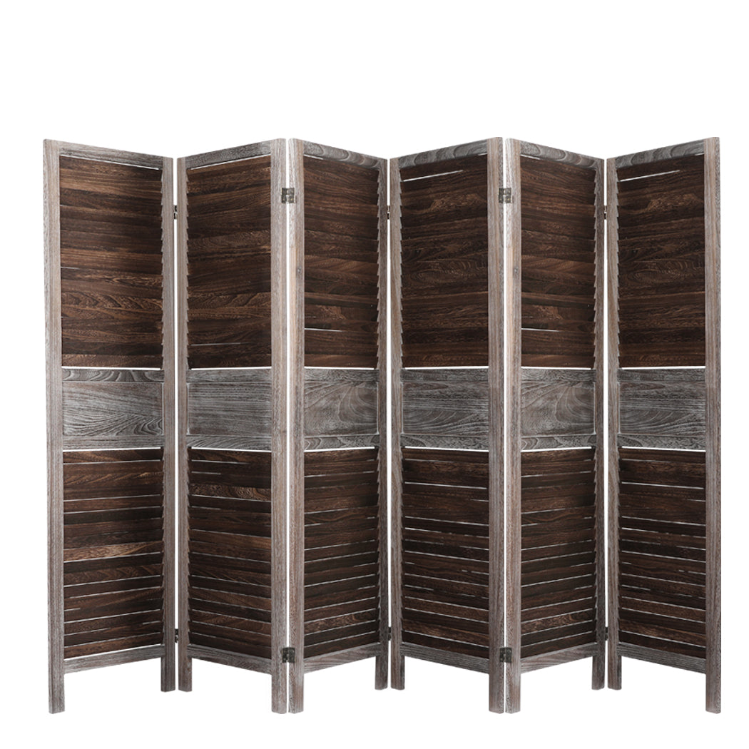 Levede Room Divider 6 Panel Folding Brown