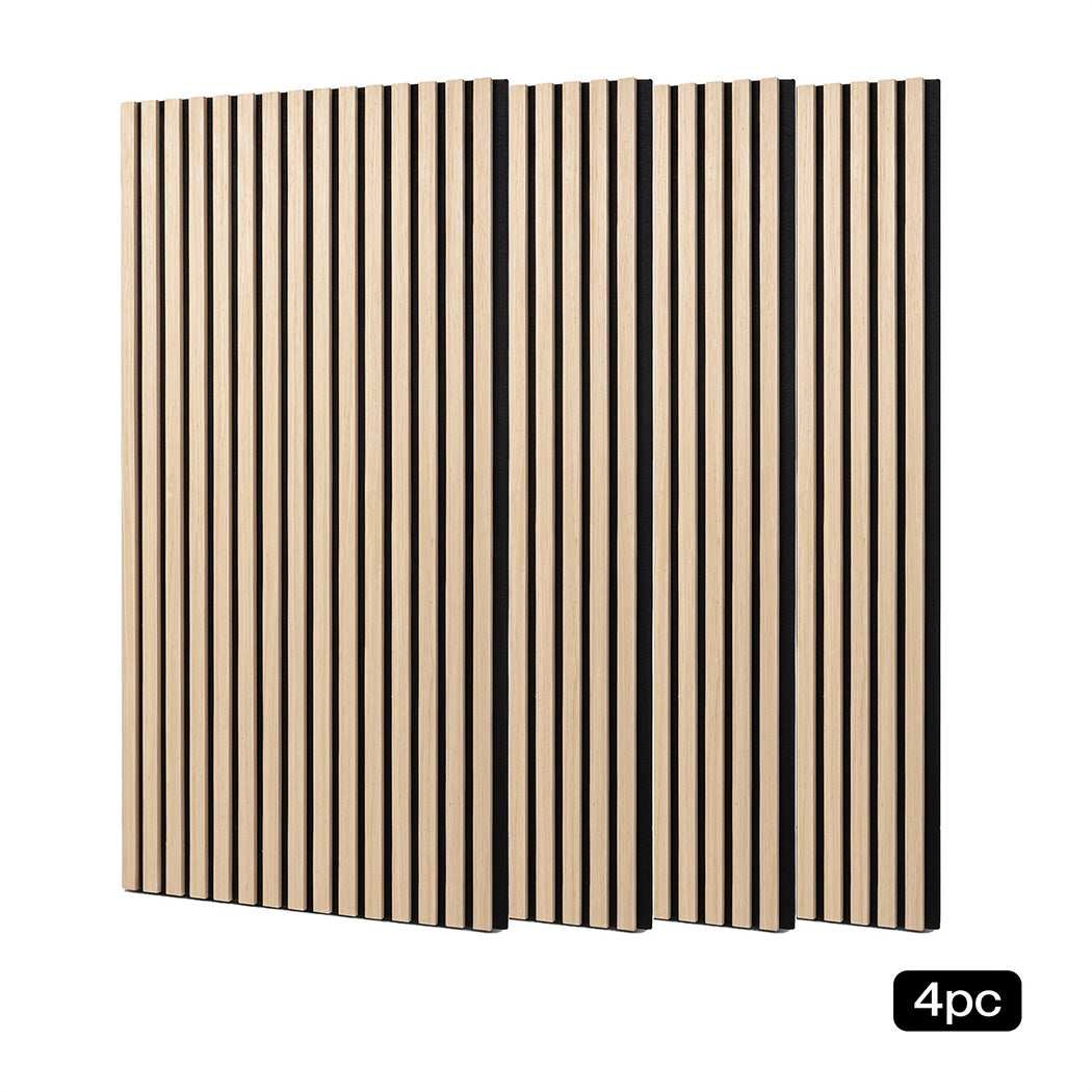 Levede Acoustic Wall Panels 4pc NRC>0.7 120 x 60cm for Interior Wall Decor Oak