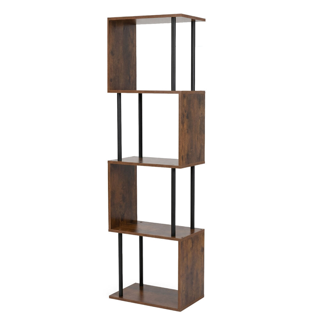 Levede Bookshelf 5 Tier Display Shelf Bookcase Storage Rack S-Shaped Anti-Tip