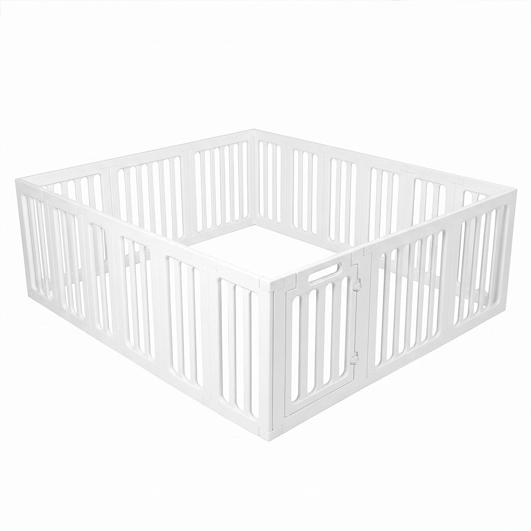 BoPeep Large Baby Playpen HDPE Safety Fence with 36 Suction Cups Indoor White