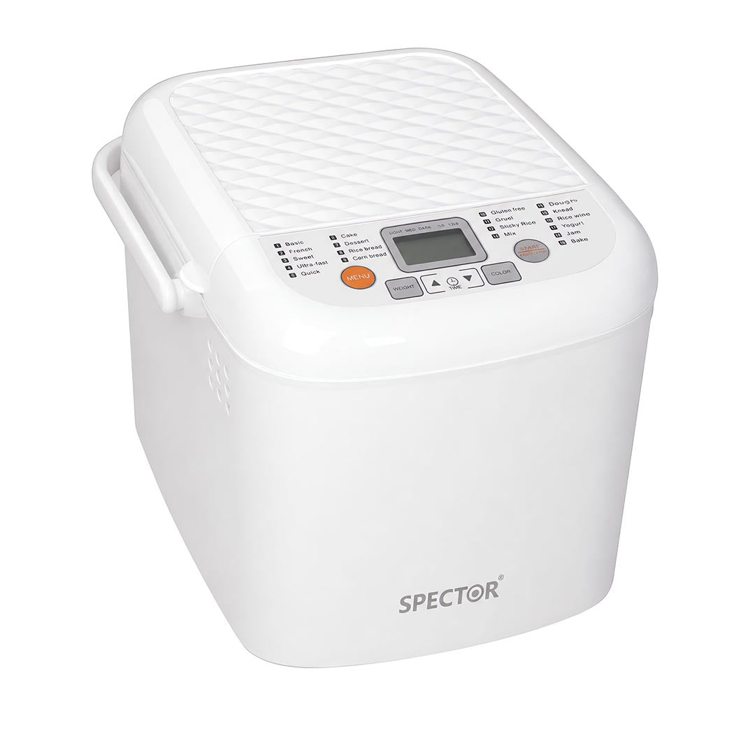 Spector Automatic Bread Machine 19-In-1 500W Quiet Motor 1.2Lb White for Home