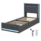 Levede Single Bed Frame Fabric Storage Drawer LED USB