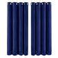 Marlow Thick Thermal Blackout Curtains Velvet 46x54 Inch Eyelet Ring Top Blue