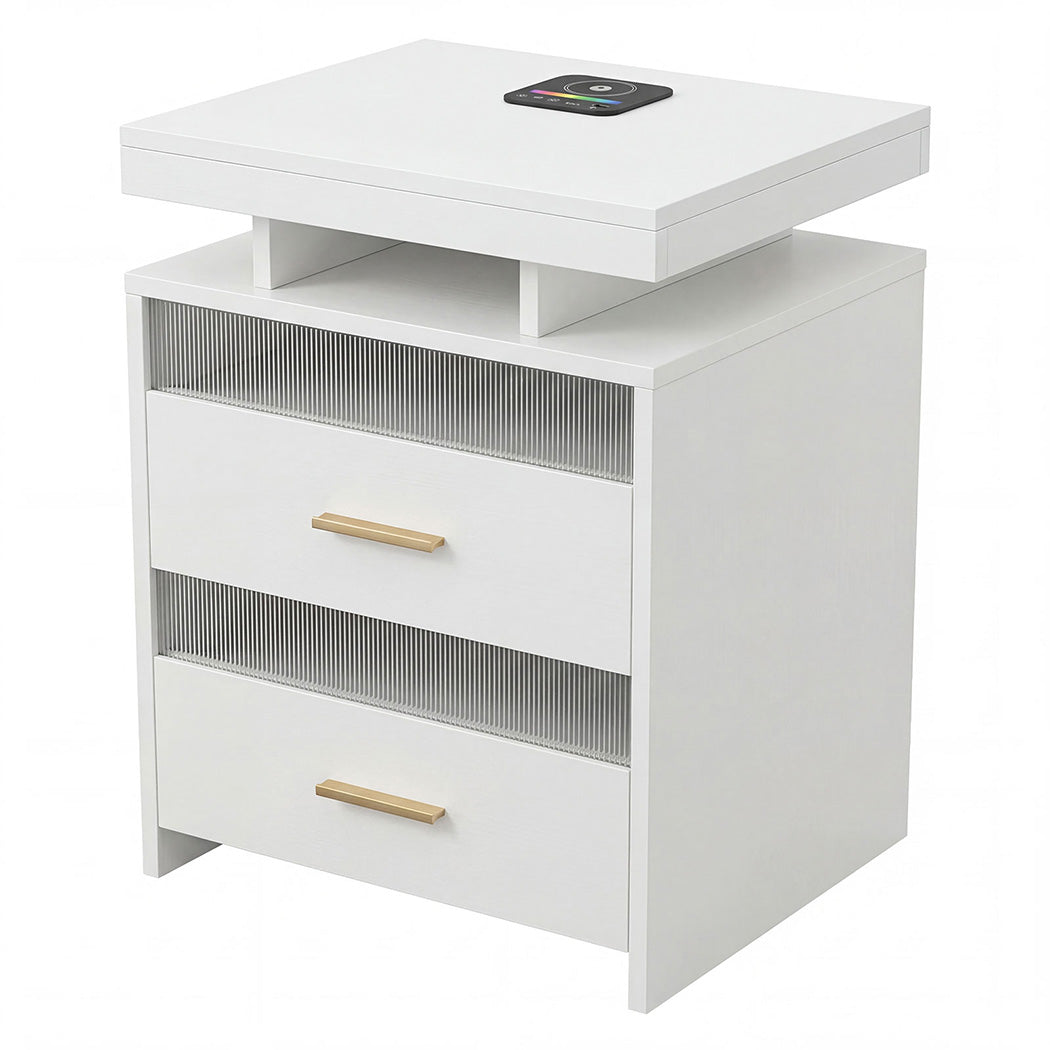 Levede Smart Bedside Table RGB Motion Sensor Charging Nightstand Bedroom Modern