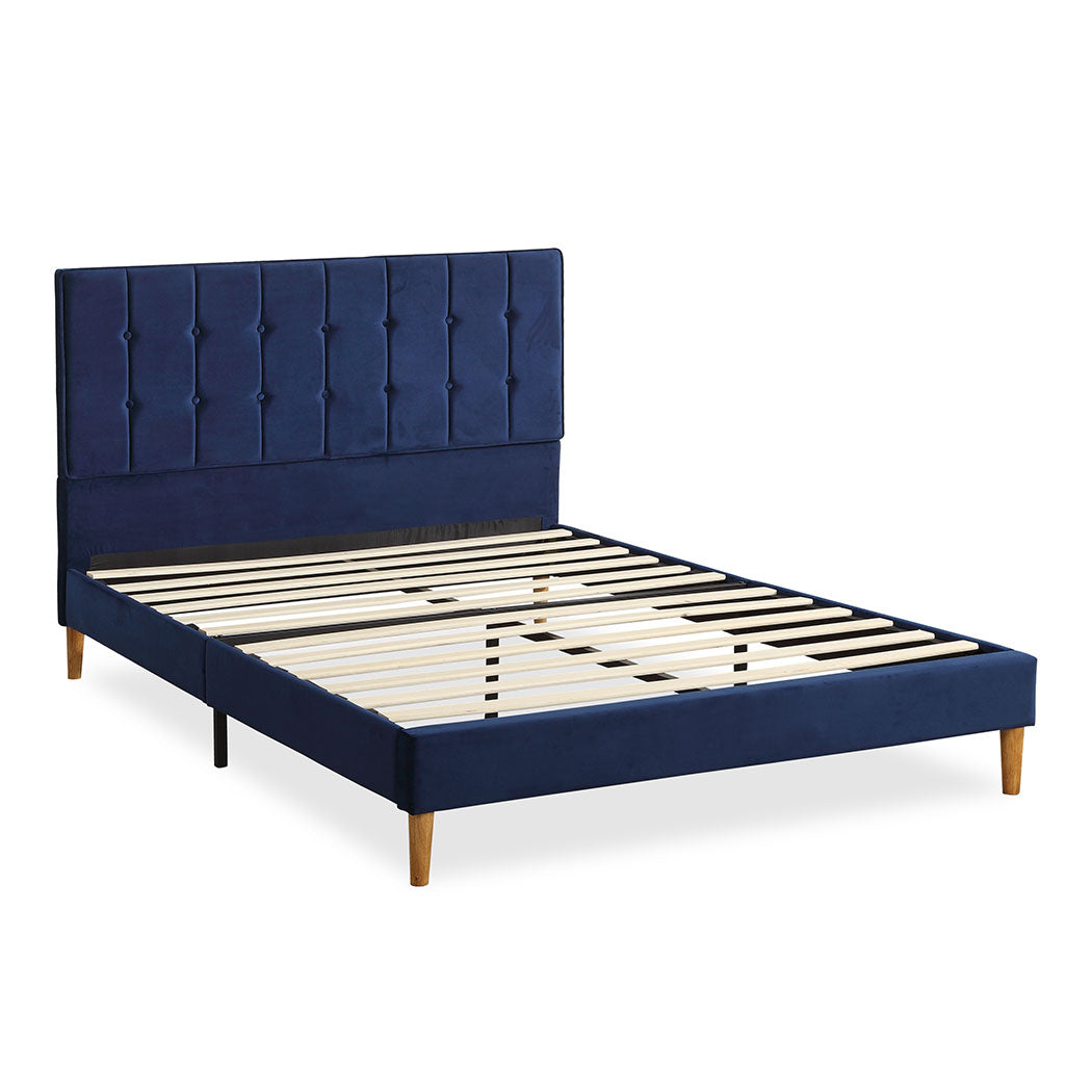 Levede Bed Frame Queen Size Mattress Blue