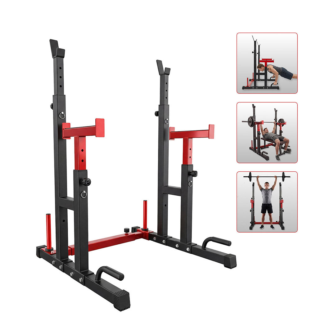 Centra Adjustable Squat Rack Barbell Stand Press Dip Station Home Gym 250KG