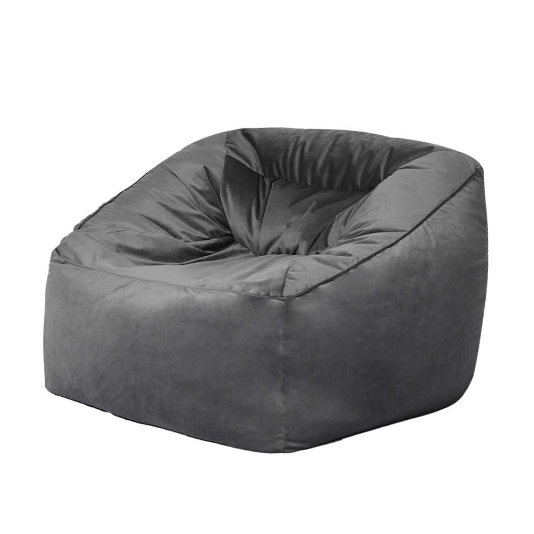 Marlow Bean Bag Chair Cover Soft Velvet Dark grey