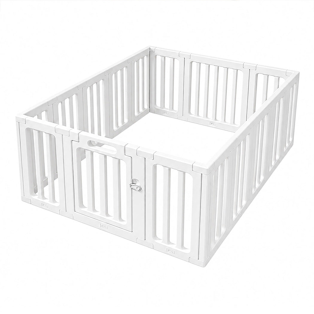 BoPeep Large Baby Playpen HDPE Safety Fence with 36 Suction Cups Indoor White