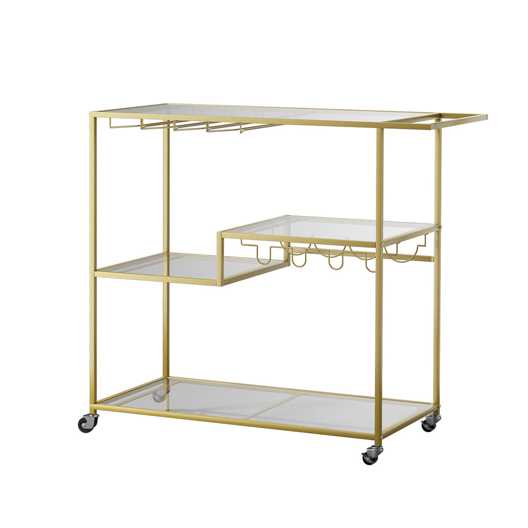 Levede Bar Cart Gold Drinks Serving Trolley 4 Tier