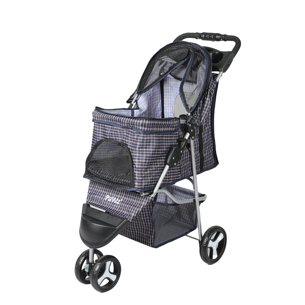 PaWz Large Pet Stroller Dog Cat Carrier Plaid