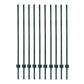 Metal Fence Posts 5Ft 10Pc Set U Shape Powder Coated for Garden Boundary Green