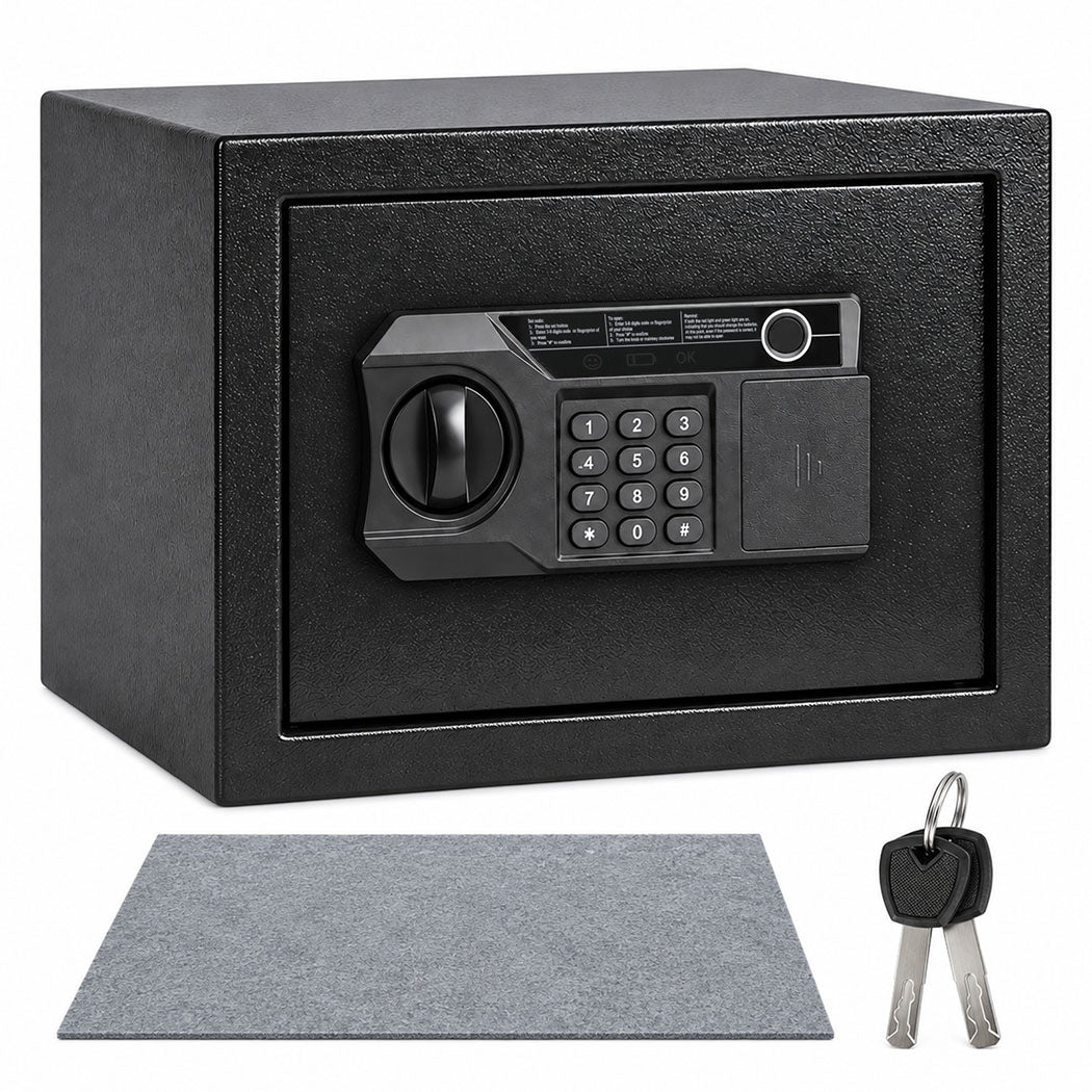 Levede Safe Box Fingerprint Lock Steel Home Safe 14L LED Light Alarm Black