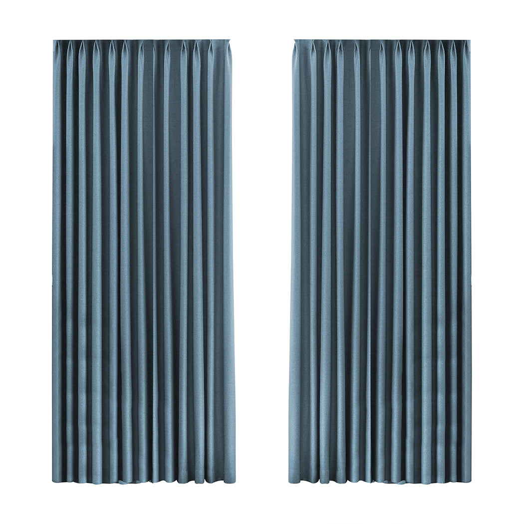 Marlow 2XBlockout Curtains Chenille 180x250 Blue CD1016-180x250-DG