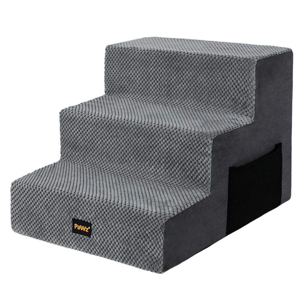 Pawz 3 Steps Pet Stairs Dog Ramp High Density Foam Grey