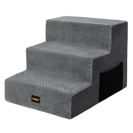 Pawz 3 Steps Pet Stairs Dog Ramp High Density Foam Grey