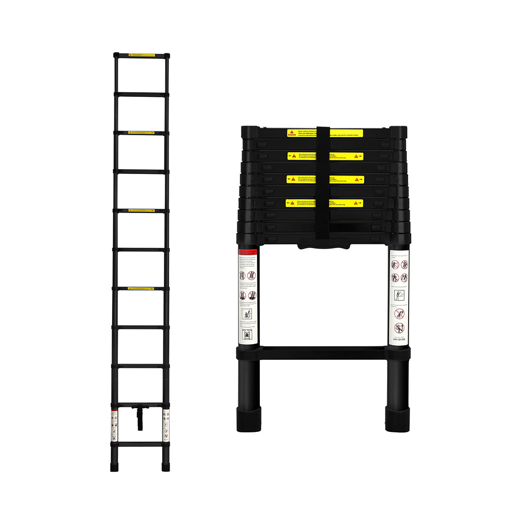 Traderight Multipurpose Aluminium Ladder Telescopic 3.2M Black