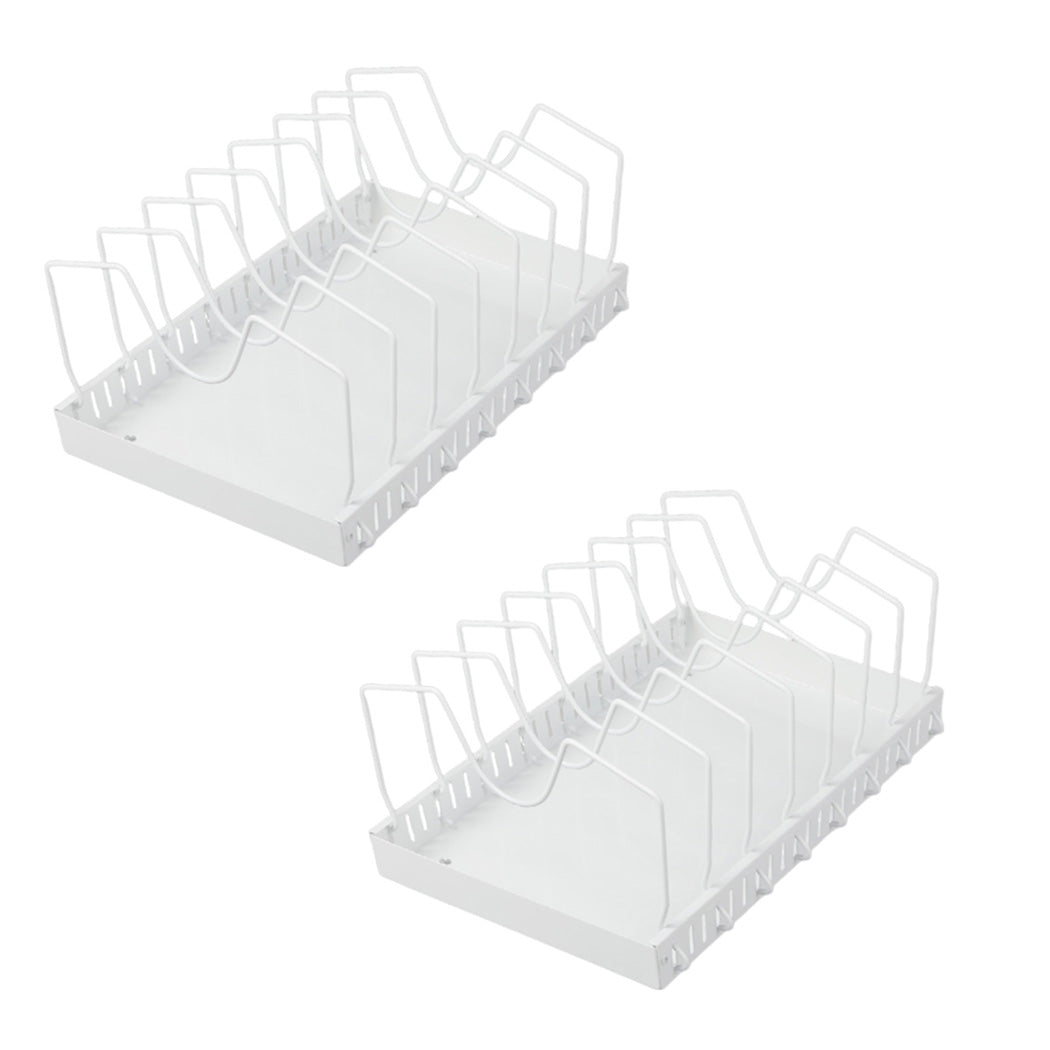 Toque Pots and Pans Organiser Saucepan Holder Storage Pull Out Rack Holder White