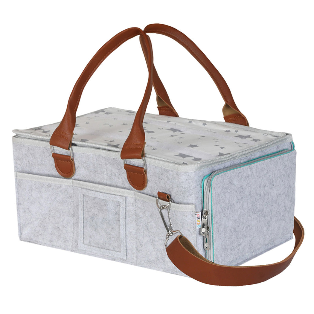 Bo Peep Baby Nappy Caddy Organiser Waterproof Liner With Shoulder Strap Grey