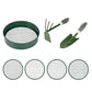 Garden Sieve Soil Sifter Set Metal 4 Mesh Inserts Shovel Hoe for Pots Green