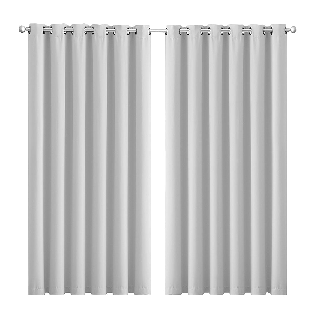 2x Blockout Curtains Panels 3 Layers Grey