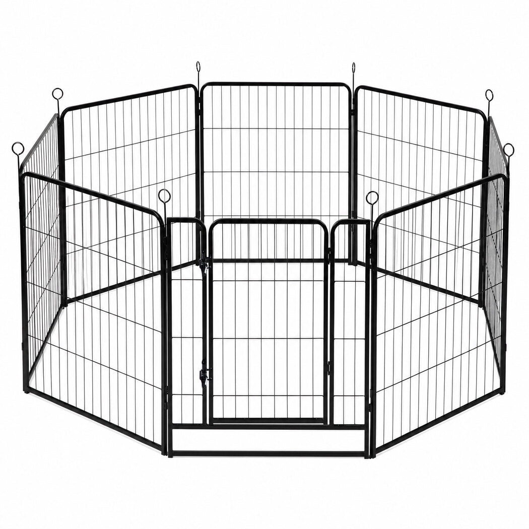 Pawz Dog Playpen 8-Panel Folding Dog Pen Steel Black
