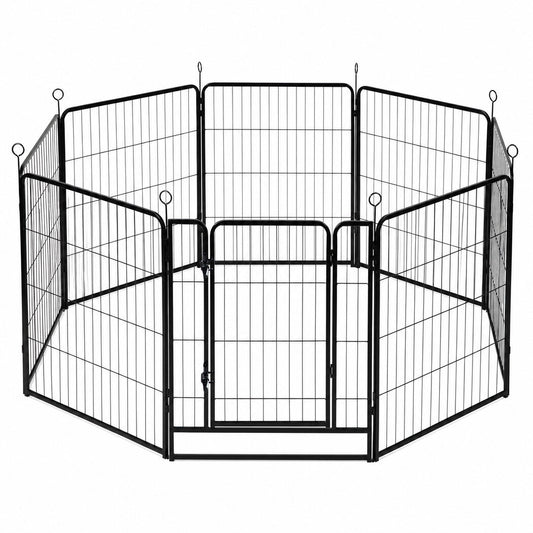 Pawz Dog Playpen 8-Panel Folding Dog Pen Steel Black