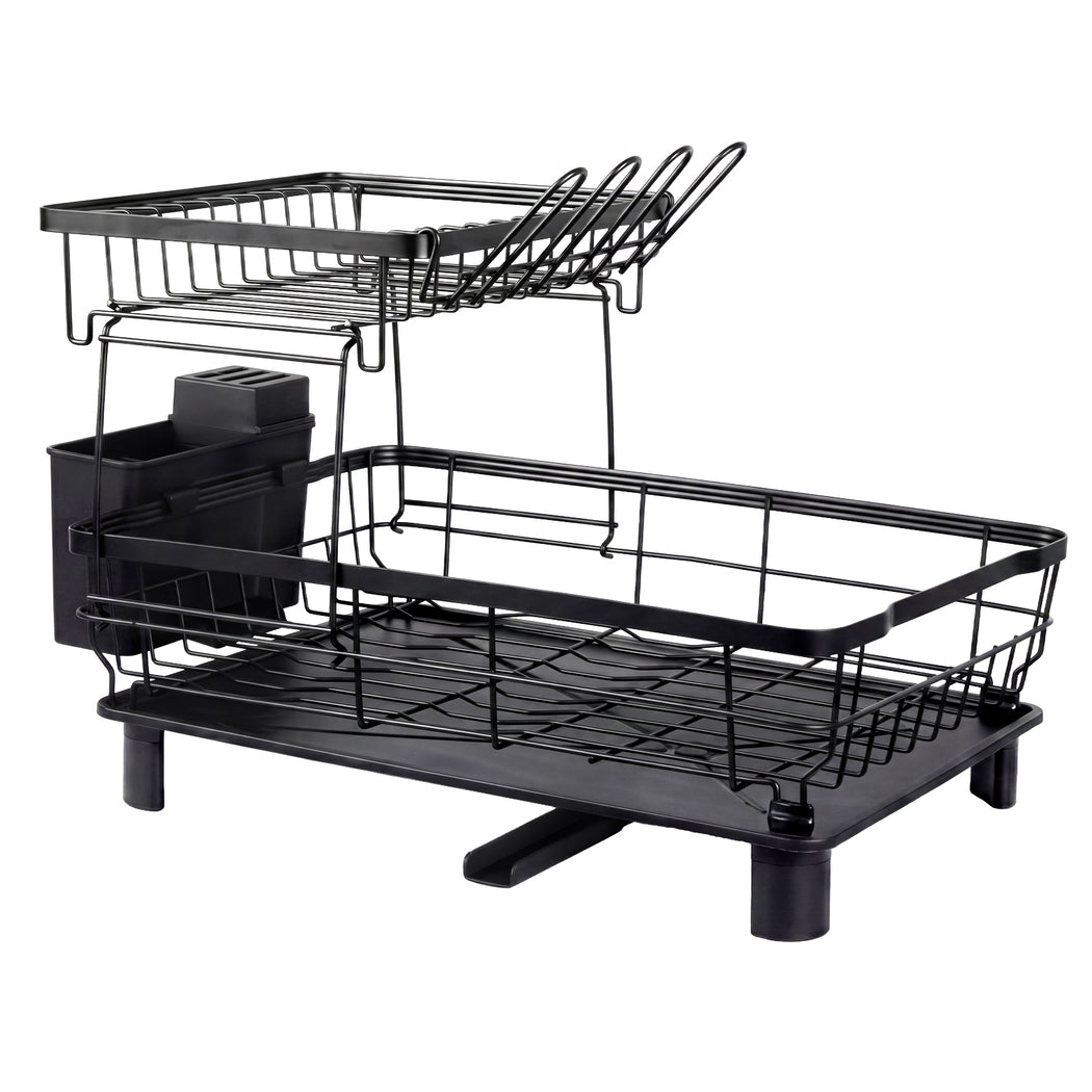 Toque 2 Tier Drying Rack Kitchen Organizer Storage Plate Drainer Cutlery Holder
