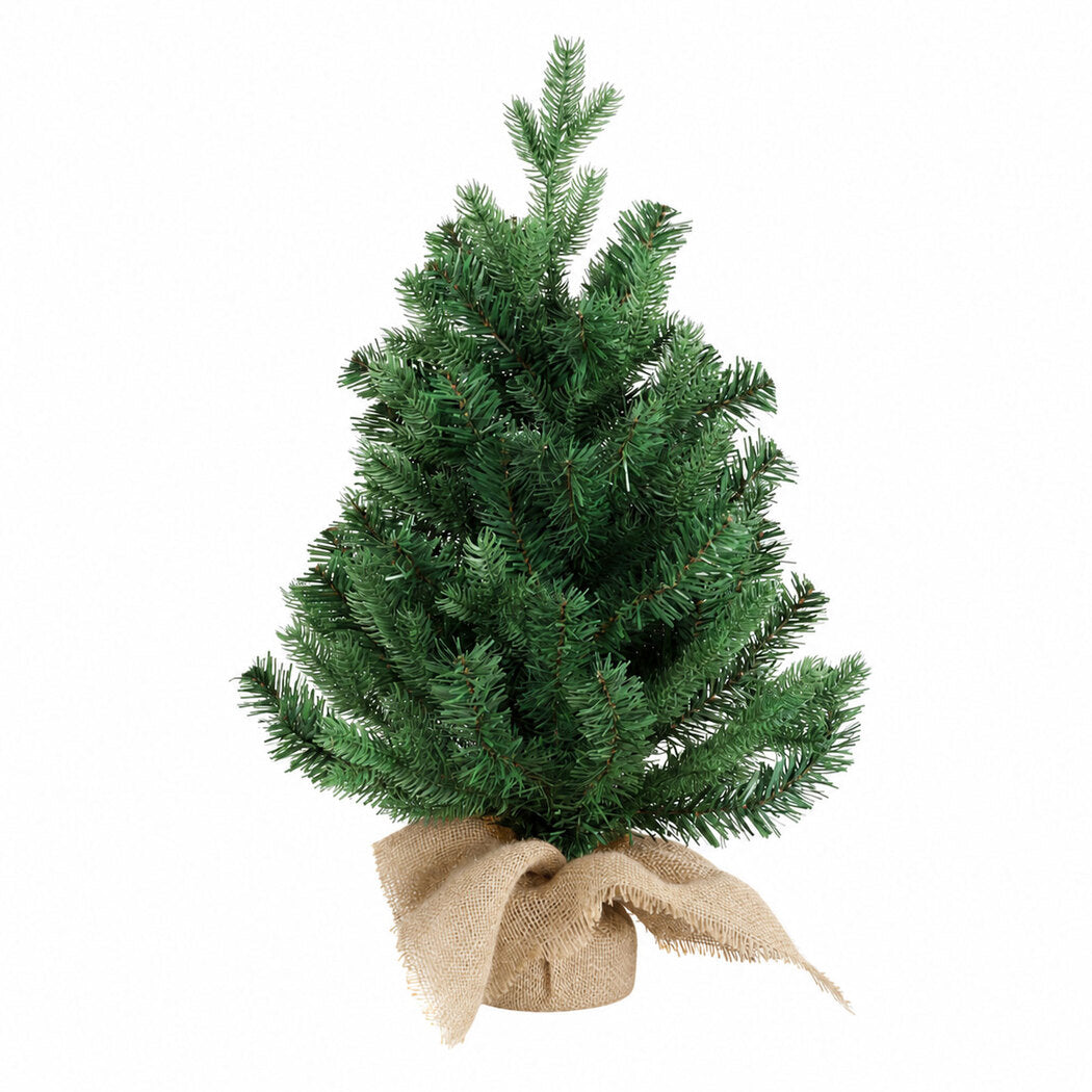 Santaco Christmas Tree 63cm Mini Xmas Tree 75 PVC Branches PVC Burlap Green