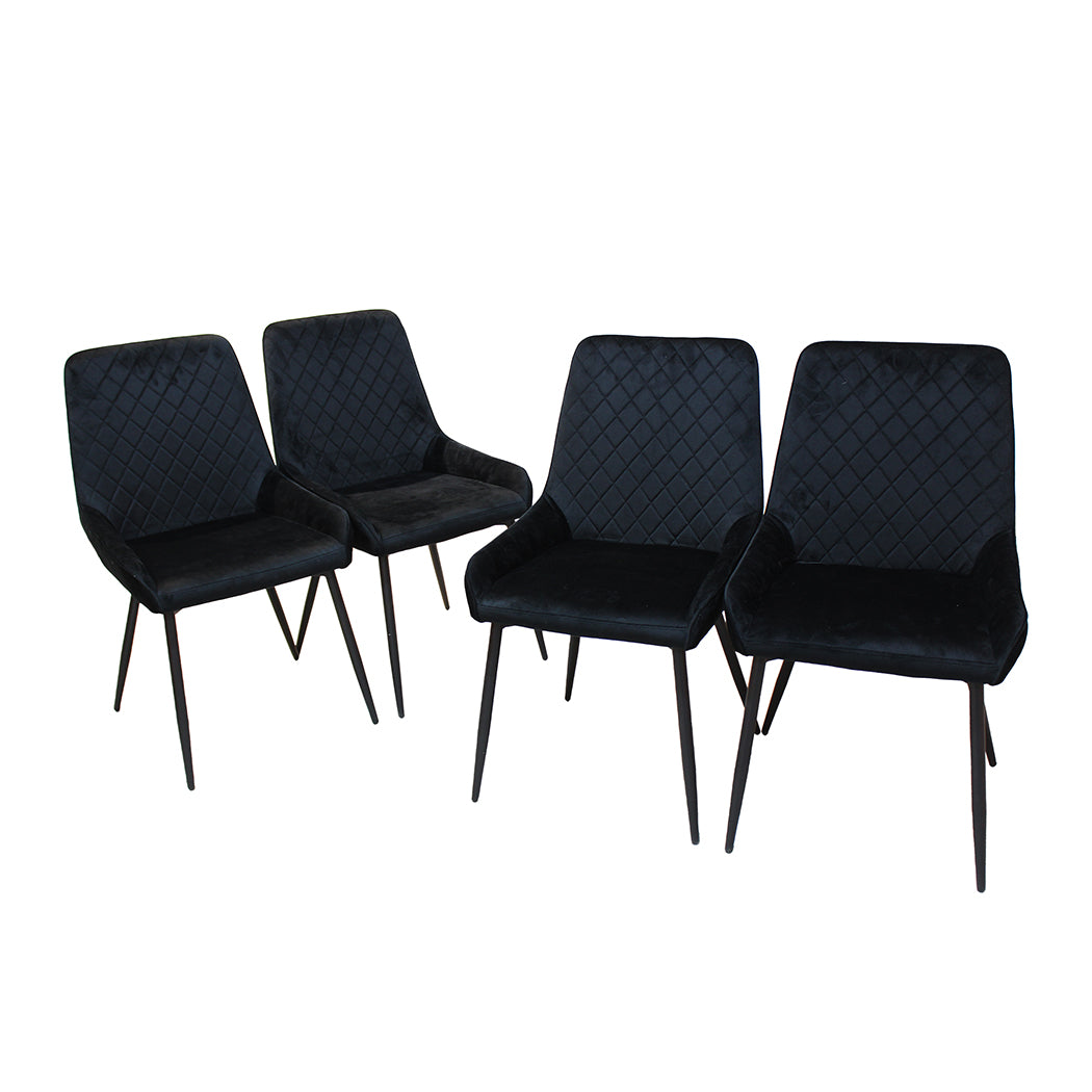 Dining Chairs x 4 Padded Seat Soft Velvet