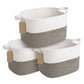 Levede Storage Baskets Laundry Bins 3Pcs Foldable with Handles Cotton Rope Brown